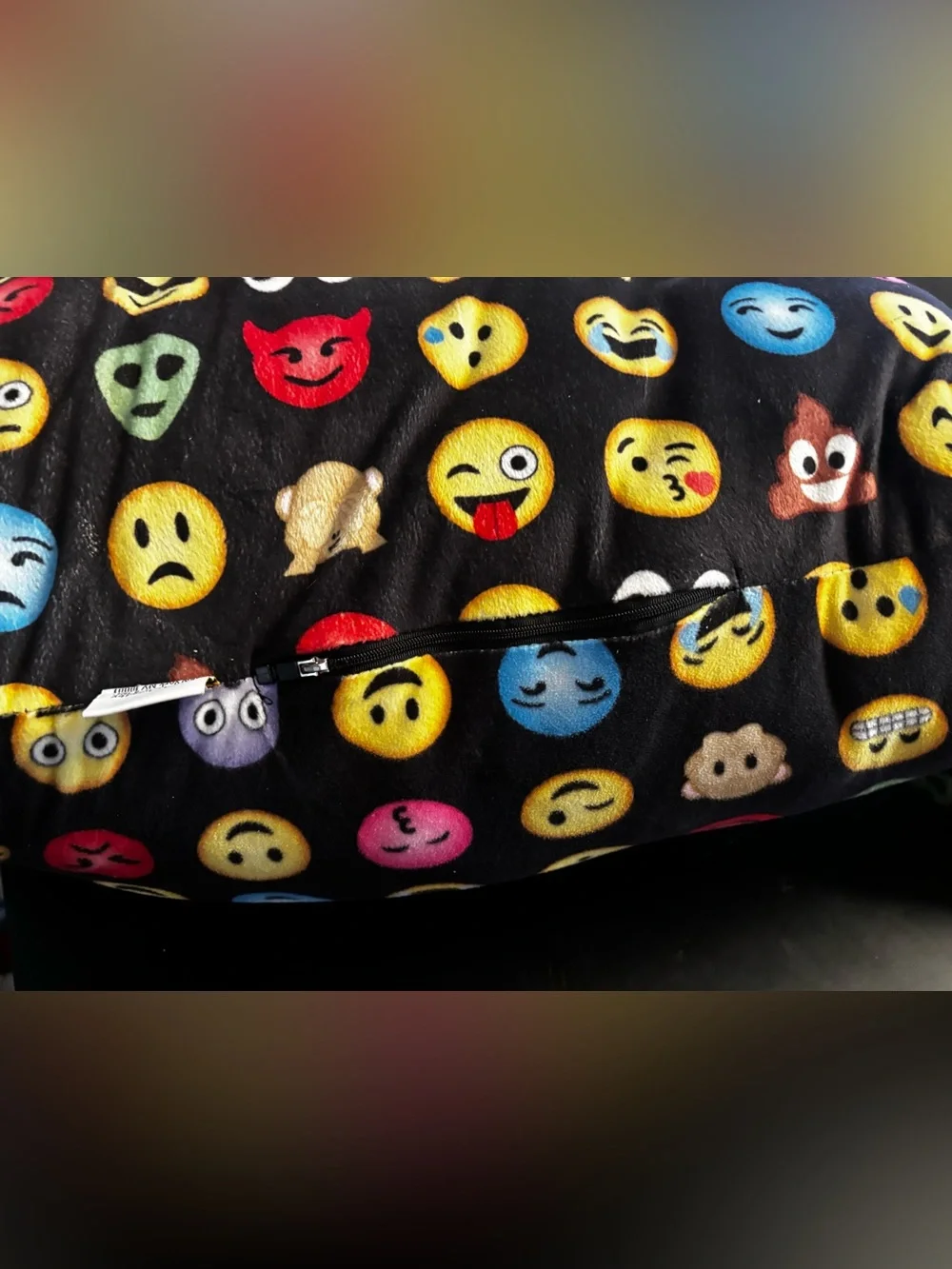 Emoji Pattern Arm Pillow - Black